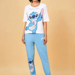 Dreamz by Pantaloons White & Blue Cotton Printed Top Pyjamas Set-picture-27