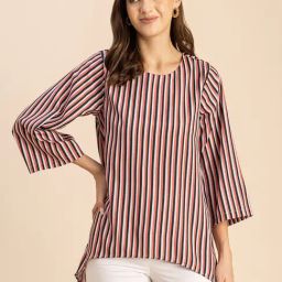 Moomaya Peach & Black Striped Top-image-38