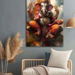 999Store Multicolor Canvas Ganesha Majestic Art-69