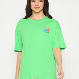 Madame Green Cotton Graphic Print Short Sleeves T-Shirt-picture-3