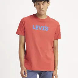 Levi's Red Cotton Regular Fit Logo Printed T-Shirt-image-12