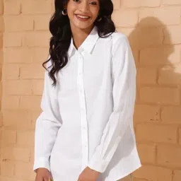 Fabindia White Linen Straight Fit Shirt-image-66