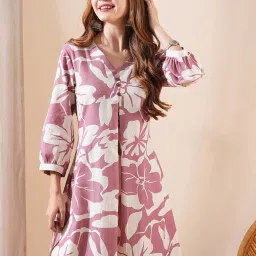 Fashor Mauve Printed A-Line Kurta image 5