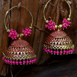ANIKAS CREATION Gold Plated Beaded Dome Shaped Jhumkas-89