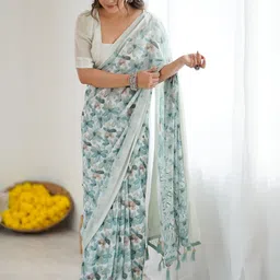 V3 FASHION STUDIO Floral Pure Georgette Jamdani Saree-picture-2