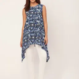 Moomaya Blue & White Printed Top-picture-49