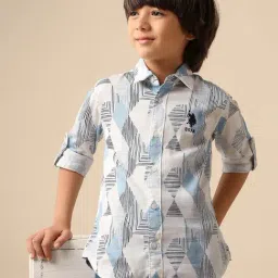 U.S. Polo Assn. Boys White Cotton Printed Shirt-picture-42