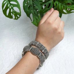 Teejh Silver-Plated Richa Stacked Bracelets for Women - Set of 2-33