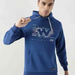 Wildcraft Blue Regular Fit Printed Hooded Sweatshirt-image-15