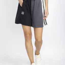 Adidas Originals Black Cotton Striped Shorts-image-85