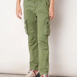 Jack & Jones Junior Green Solid Cargo Pants-image-98