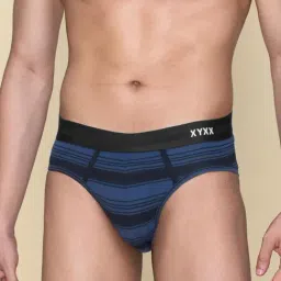 XYXX Opal Blue Cotton Regular Fit Striped Briefs-picture-6
