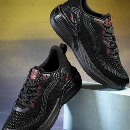 Asian Men's Black Running Shoes-image-96