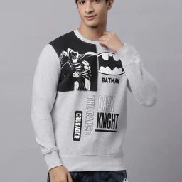 Free Authority Grey Loose Fit Batman Printed Sweatshirt-13