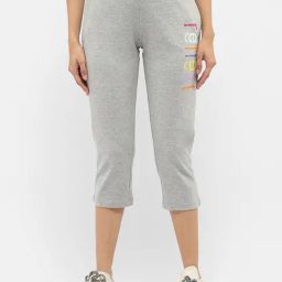 MADAME M Secret Grey Cotton Blend Graphic Print Mid Rise Capris-image-41