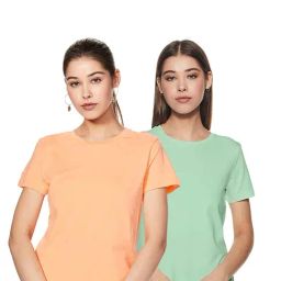COLOR CAPITAL Peach & Green Regular Fit T-Shirt (Pack Of 2)-21