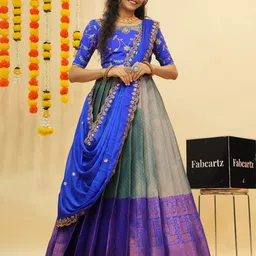 Fabcartz Semi-Stitched Lehenga & Unstitched Blouse With Dupatta-9