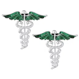 Mahi Set Of 2 Green Plated Alloy Lapel Pin Brooch-55