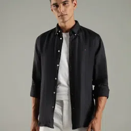 Tommy Hilfiger Black Linen Regular Fit Shirt-picture-6