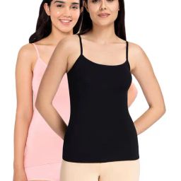 Amante Black & Pink Full Coverage Camisoles - Pack Of 2-image-11