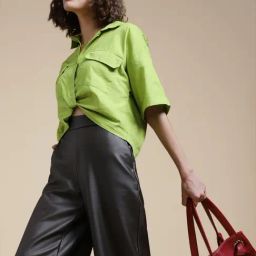 Vero Moda Green Cotton Regular Fit Crop Shirt-image-77