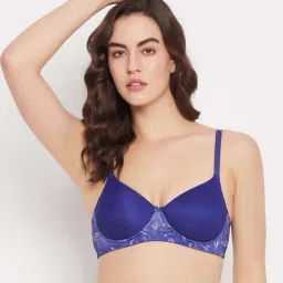 Clovia Blue Printed T-Shirt Bra-image-77