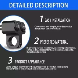 Amici Auto 2 Way Motorcycle Handlebar Switch 12 V 10 Amp with 58 cm Wire Length, 1xDC-SW-223 image 3