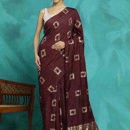 Jaipur Kurti Wine Cotton Woven Saree With Unstitched Blouse-image-27