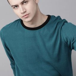 Roadster Men Teal Solid Pullover Sweater-image-47