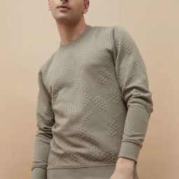Code By Lifestyle Brown Regular Fit Self Pattern Sweatshirt-19