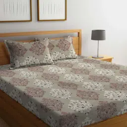 Klotthe Multicolor Cotton Blend 300 TC Double Bedsheet With 2 Pillow Covers-image-74