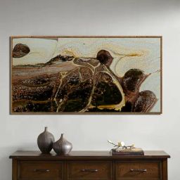Art Street River Divides Water Mirror Printed Brown Engineered Wood Wall Art-image-35