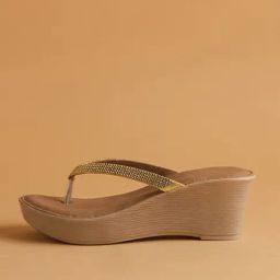 Eridani Women's Hailey Gold Thong Wedges-image-22