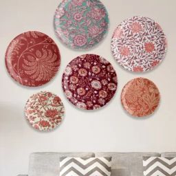 Nestroots Ethnic Floral Printed Multicolor Porcelain Wall Plate - Set of 6-41