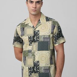 Mufti Men Cuban Collar Ethnic Motifs Printed Cotton Relaxed Fit Casual Shirt-image-43