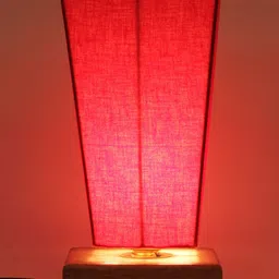 Devansh Red & Brown Solid Traditional Column Table Lamp with Shade image 2