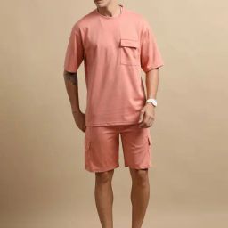 Bushirt Buff Orange Loose Fit Co-Ord Sets-image-36