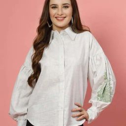 Melon By plusS White Cotton Plain Shirt-image-97