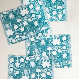 Freedom Tree Sativa Herringbone Cotton Blue Table Mat - Set Of 4-48