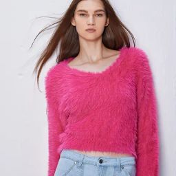 Cover Story Pink Regular Fit Sweater-image-33