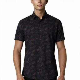 Louis Philippe Navy Slim Fit Printed Shirt-image-101