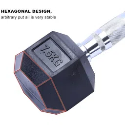 HackerX Double Hexagon Fixed Weight Dumbbell - 7.5 kg image 4