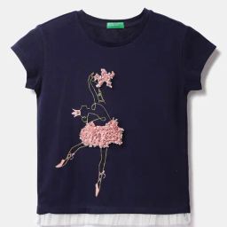 United Colors of Benetton Kids Navy Blue Applique T-Shirt-picture-10