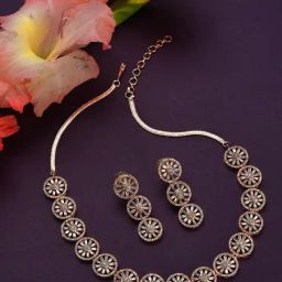 Aatmana Rose Gold-Plated AD-Studded Handcrafted Necklace & Earring Set-32