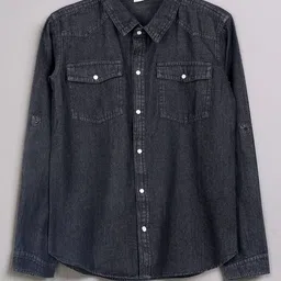 Purple United Kids Boys Solid Spread Collar Casual Shirt-picture-3