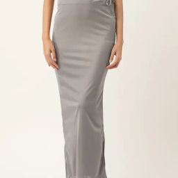 Ms.Lingies Grey Plain Saree Shapewear-76