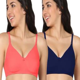 IN CARE Red & Navy Cotton T-Shirt Bras - Pack Of 2-picture-29