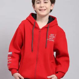 Monte Carlo Kids Red Solid Full Sleeves Sweatshirt-image-14