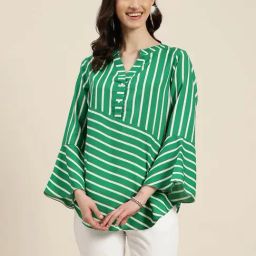 Qurvii Green Striped Top-picture-16