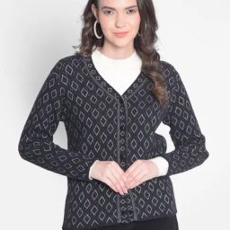 Crimsoune Club Black & White Regular Fit Cardigan-image-28